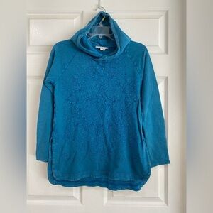 Lucky Brand Lucky Lotus Hooded Sweatshirt Womens Size XS Pullover Hoodie Teal